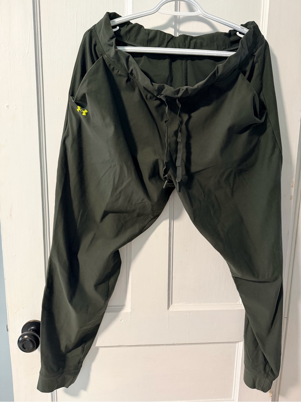 Under Armour Olive Green Jogger Pants with Neon Logo